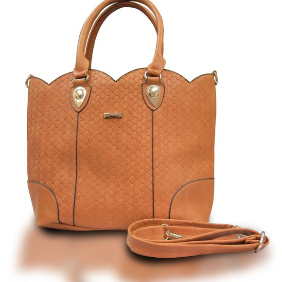 Large Heavy Duty Satchel Handbag - Set of 2 Handbags - Tan - Picture 4 of 9
